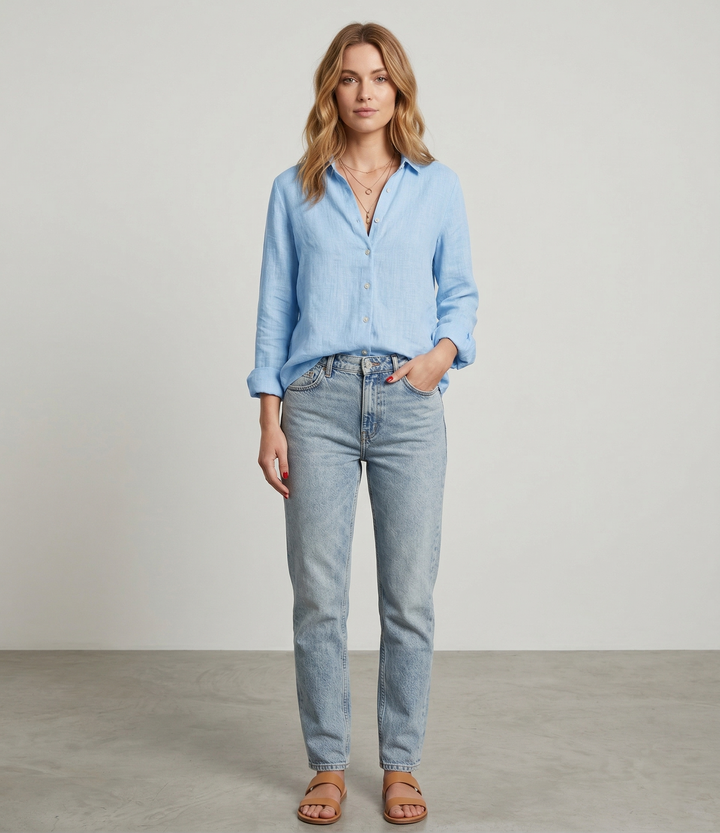Women’s Linen Shirt - Long Sleeve Loose Fit