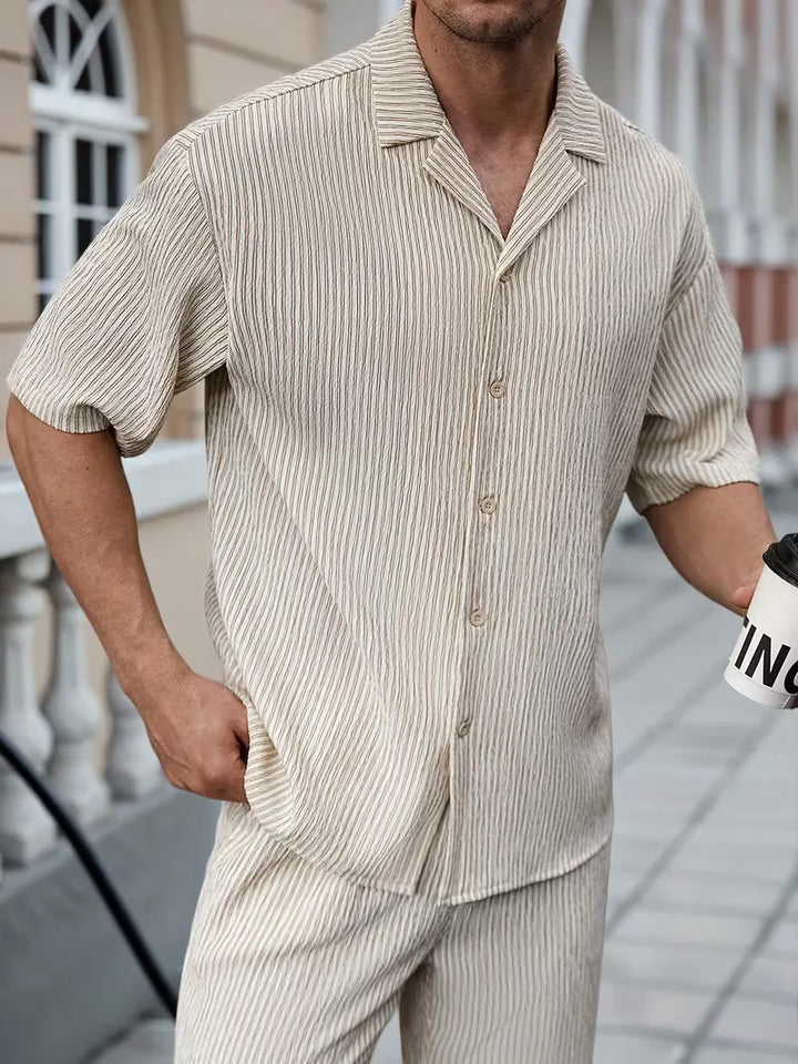 Men's Textured Shirt Trouser Co-ord Set - Two Piece Summer