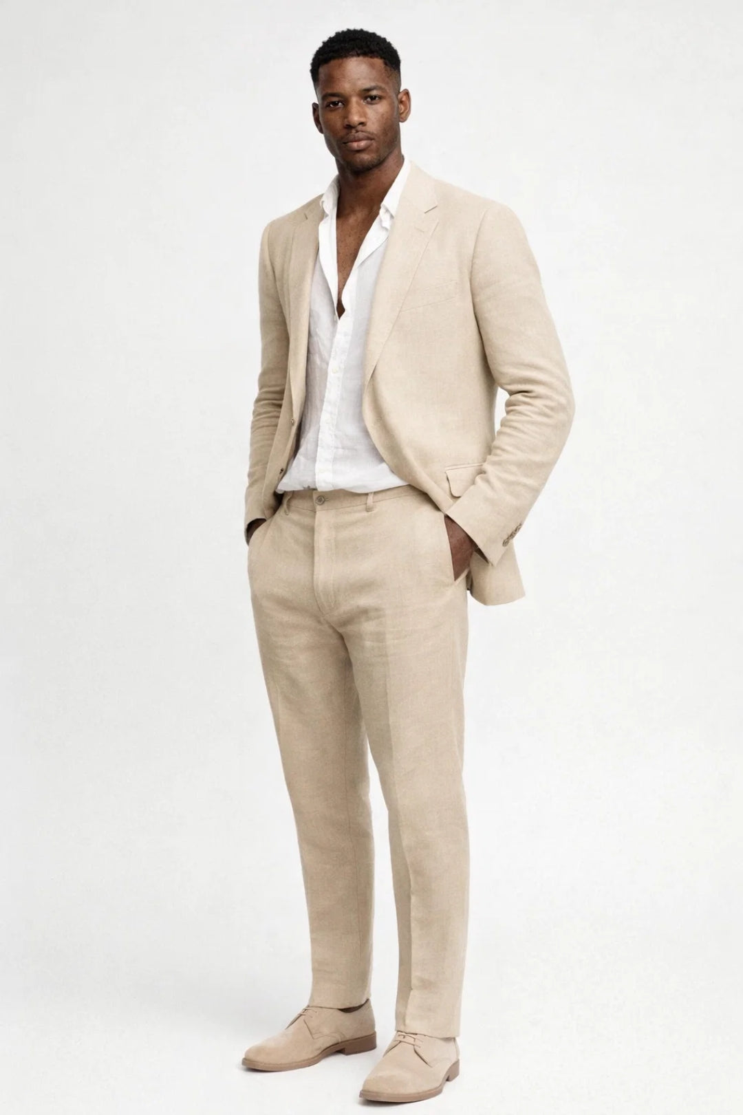 Linen Suit Men - Slim Fit Wedding Guest Two Piece