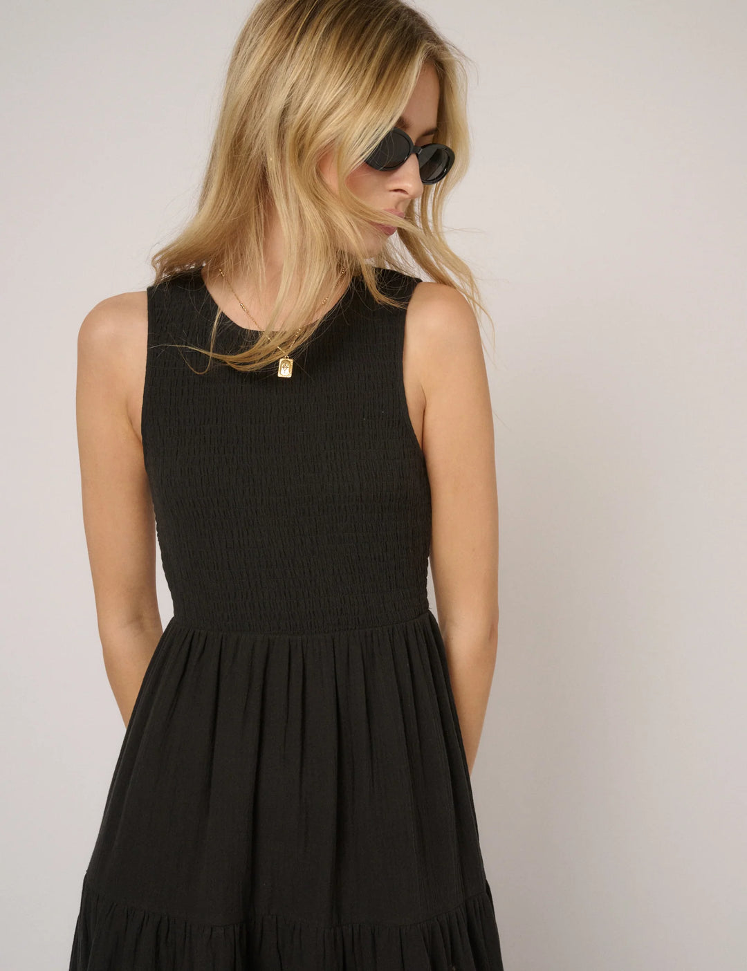 Smocked Cotton Midi Dress - Tiered A-Line Summer Party