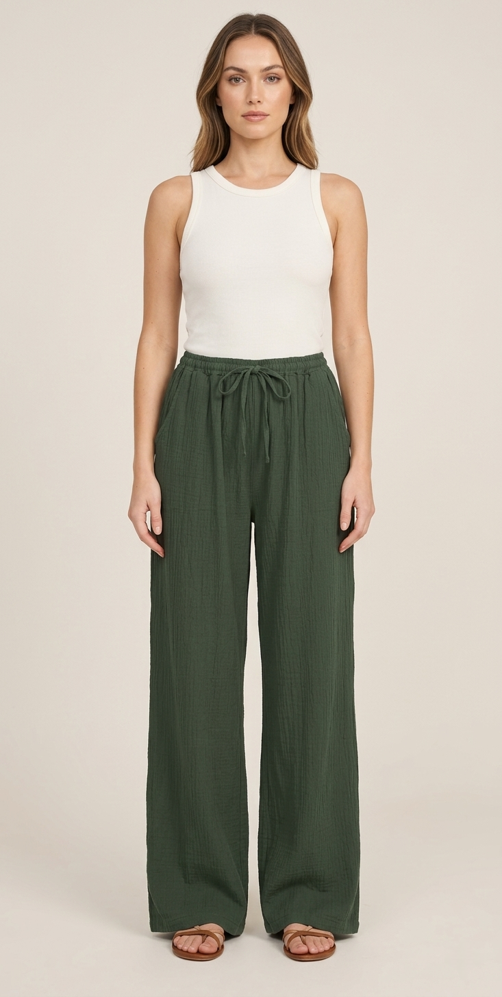 Women’s Linen Wide-Leg Trousers - Lightweight Fit