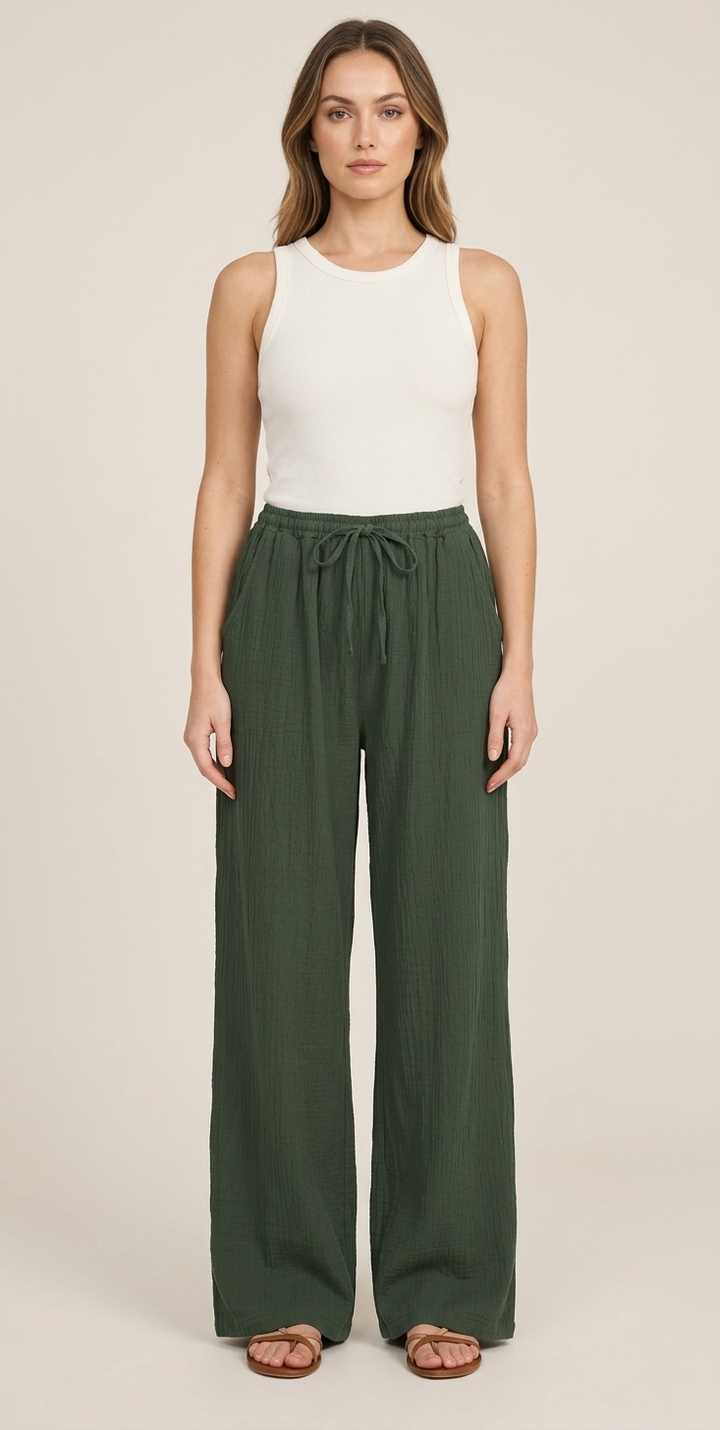 Women’s Linen Wide-Leg Trousers - Lightweight Fit