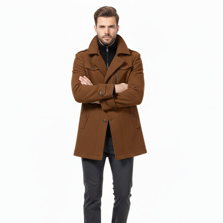 Men’s Long Wool-Blend Coat – Classic Fit