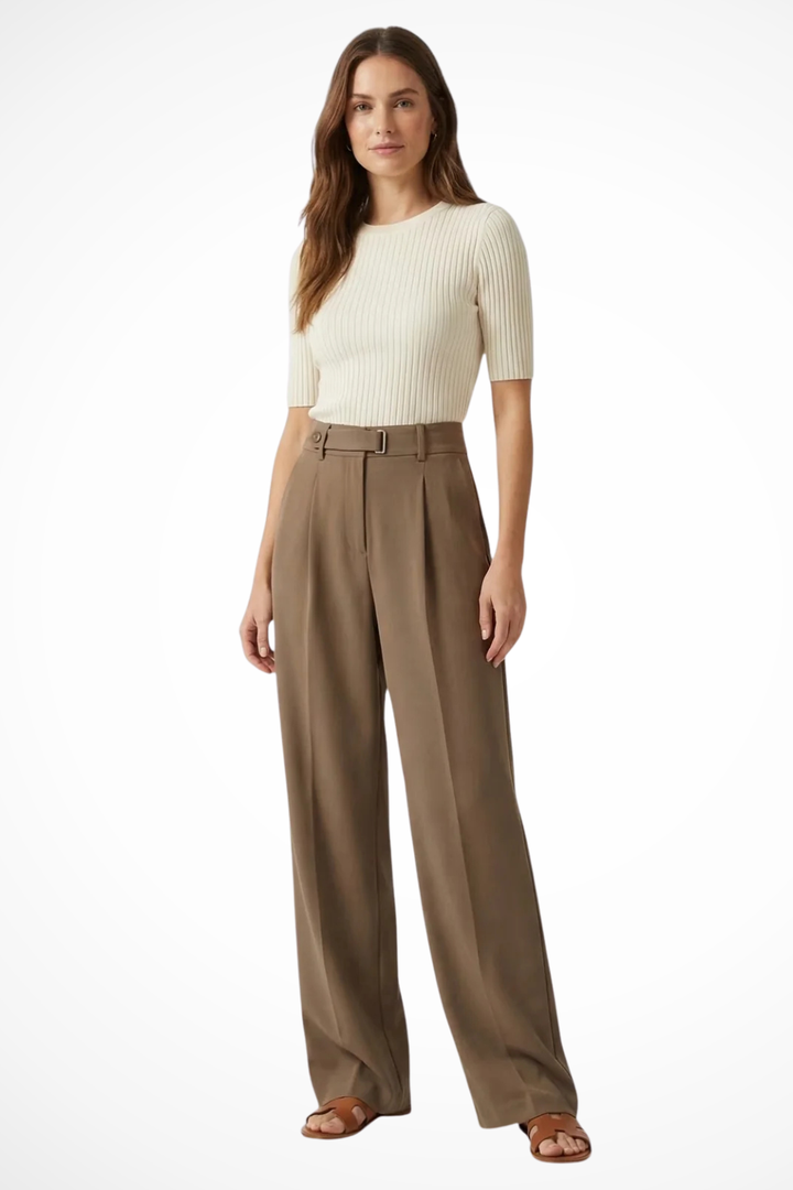 Women’s Wide Leg Trousers - High Waisted Pleated Pants