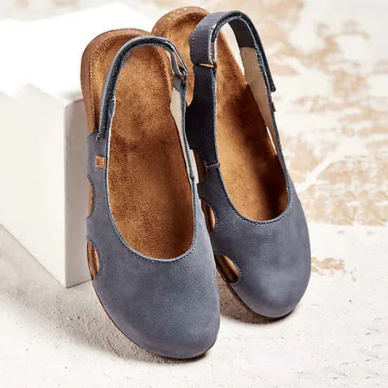 Orthopedic Suede Closed Toe Sandal - Slingback Buckle Cork