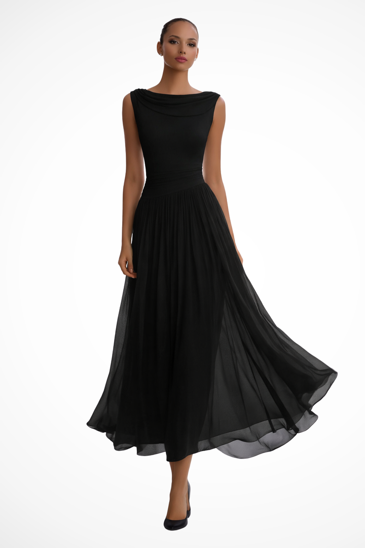 Women's Pleated Wedding Guest Midi Dress - Sleeveless