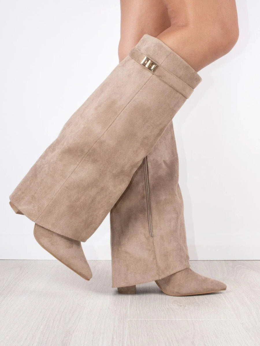 Suede Boots Women - Gold Hardware Smart Casual