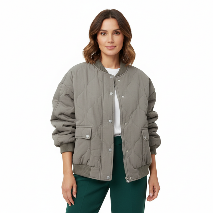 Women's Lined Quilted Bomber Jacket - Full Zip
