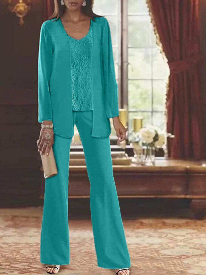 Mother of the Bride Dress Chiffon - Long Sleeve Jacket Sequin Beading
