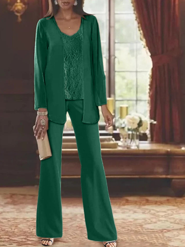 Mother of the Bride Dress Chiffon - Long Sleeve Jacket Sequin Beading