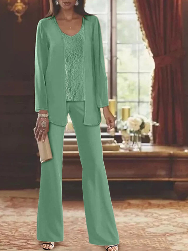 Mother of the Bride Dress Chiffon - Long Sleeve Jacket Sequin Beading