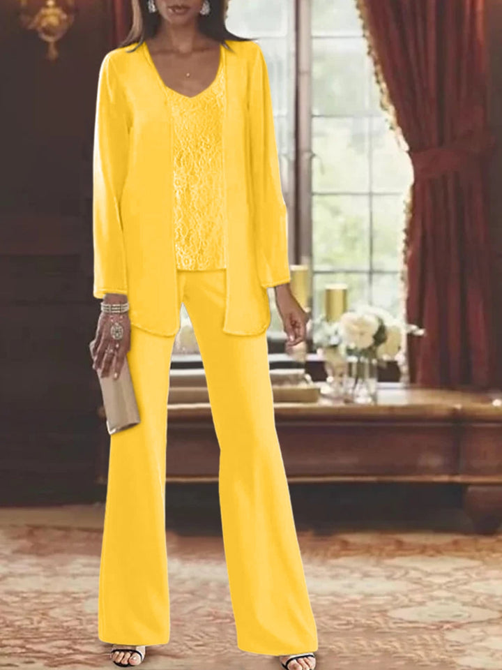 Mother of the Bride Dress Chiffon - Long Sleeve Jacket Sequin Beading