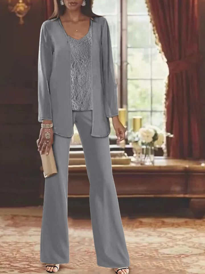 Mother of the Bride Dress Chiffon - Long Sleeve Jacket Sequin Beading