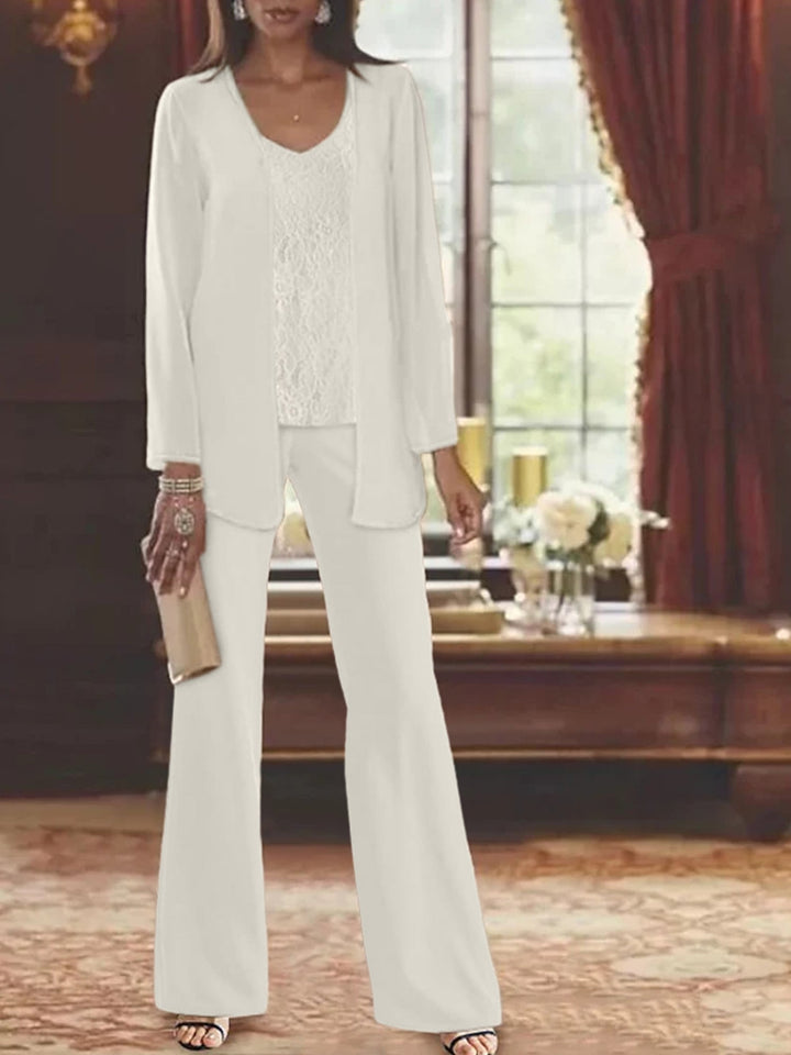 Mother of the Bride Dress Chiffon - Long Sleeve Jacket Sequin Beading