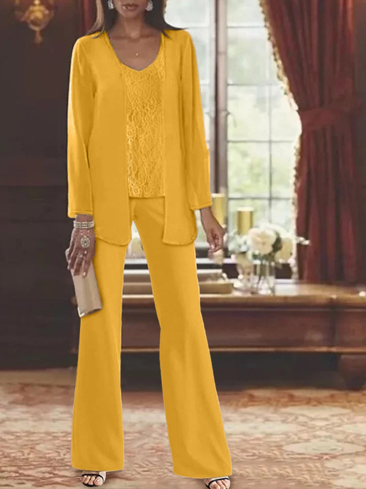 Mother of the Bride Dress Chiffon - Long Sleeve Jacket Sequin Beading