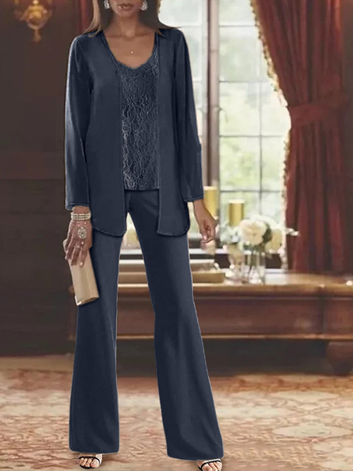 Mother of the Bride Dress Chiffon - Long Sleeve Jacket Sequin Beading