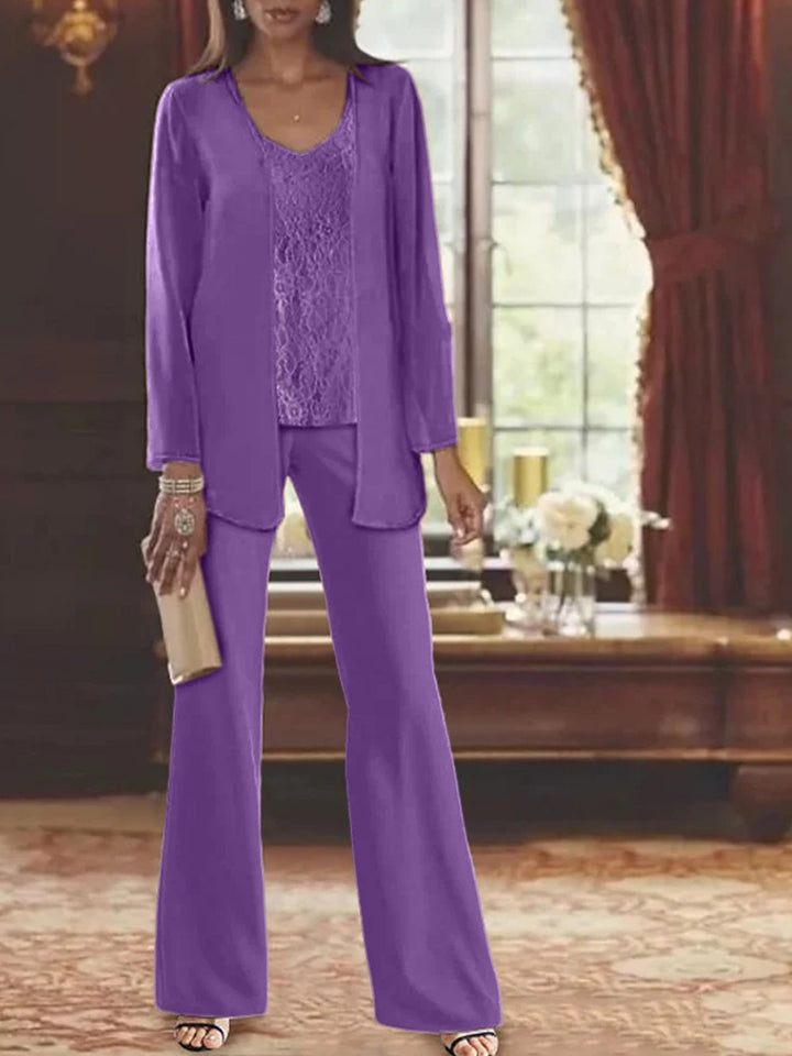 Mother of the Bride Dress Chiffon - Long Sleeve Jacket Sequin Beading