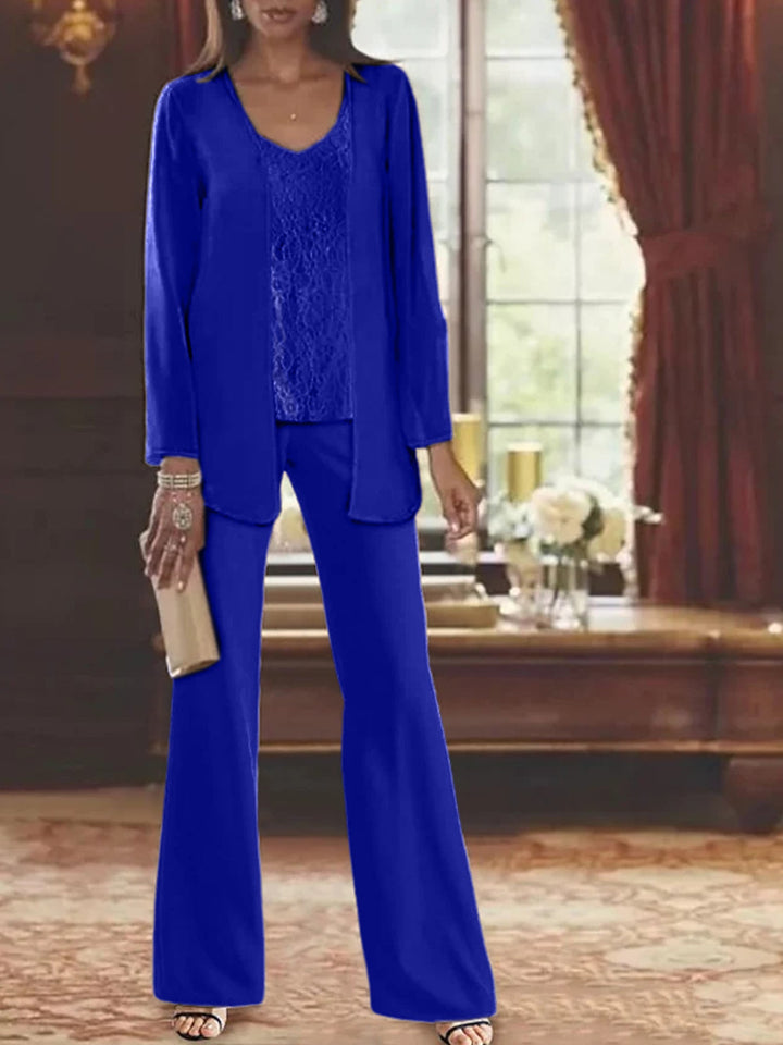 Mother of the Bride Dress Chiffon - Long Sleeve Jacket Sequin Beading