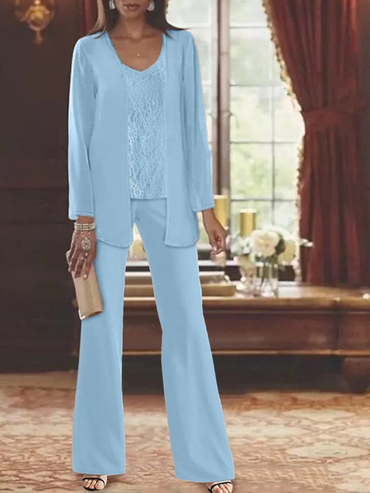 Mother of the Bride Dress Chiffon - Long Sleeve Jacket Sequin Beading
