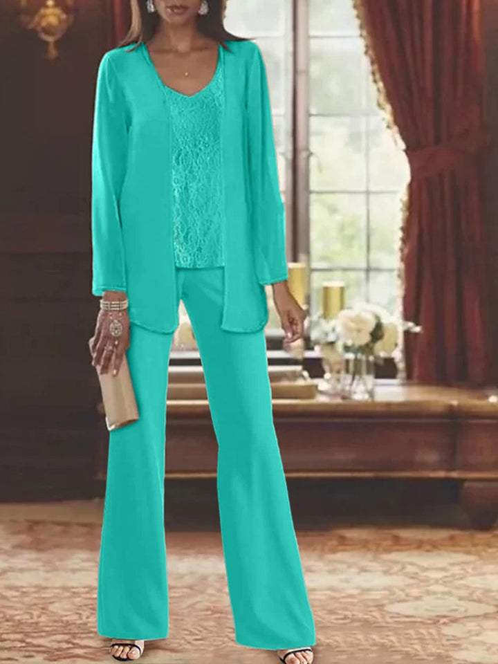Mother of the Bride Dress Chiffon - Long Sleeve Jacket Sequin Beading
