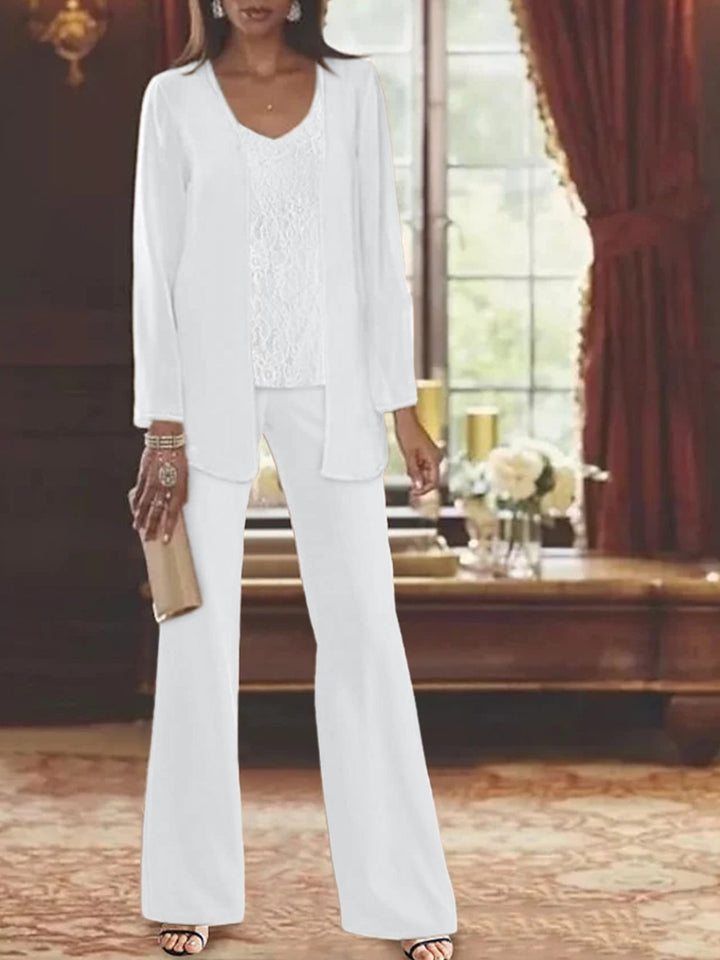 Mother of the Bride Dress Chiffon - Long Sleeve Jacket Sequin Beading