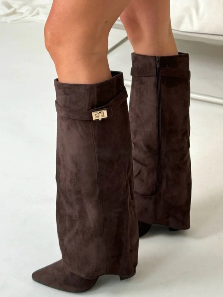 Suede Boots Women - Gold Hardware Smart Casual