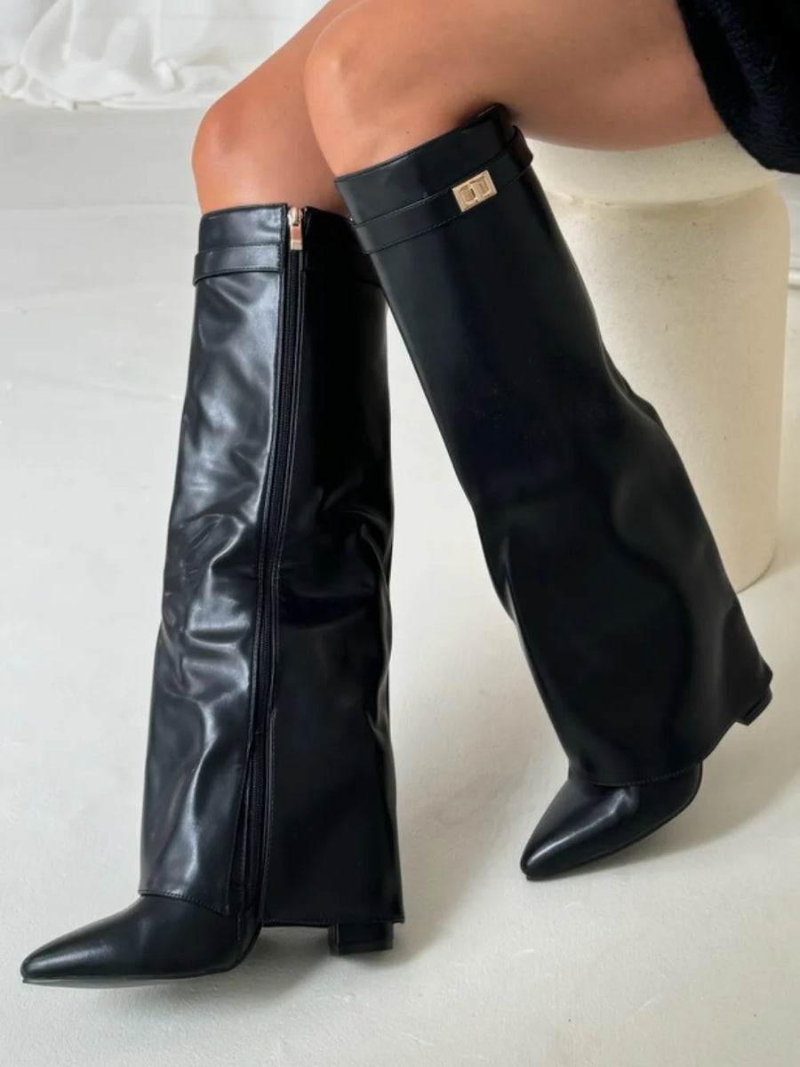 Suede Boots Women - Gold Hardware Smart Casual