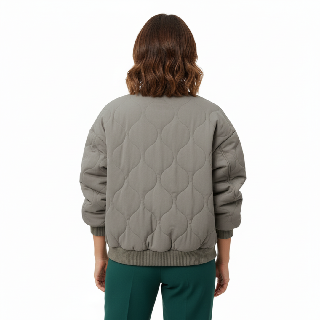 Women's Lined Quilted Bomber Jacket - Full Zip