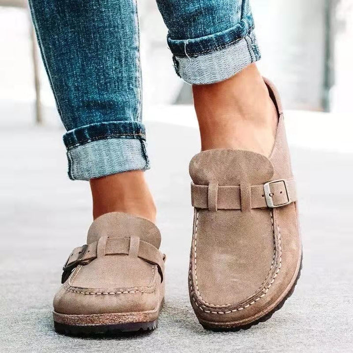 Orthopedic Clog Mule - Suede Buckle Cork Footbed