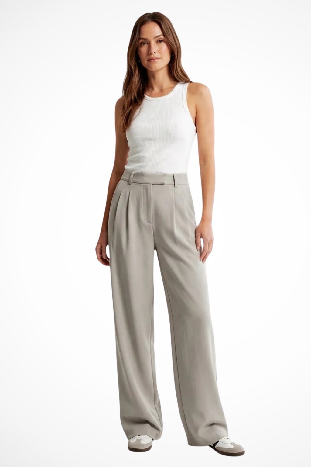 Women’s Wide Leg Trousers - High Waisted Pleated Pants