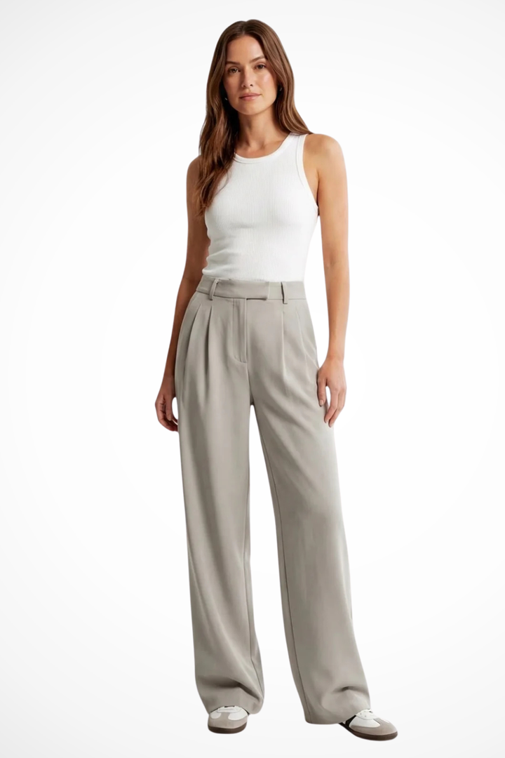 Women’s Wide Leg Trousers - High Waisted Pleated Pants