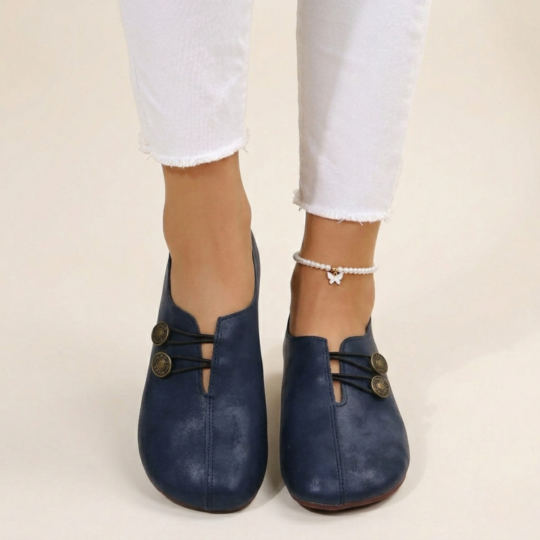 Orthopaedic Wide Fit Flat Shoe - Wide Toe Box Bunion Slip-On