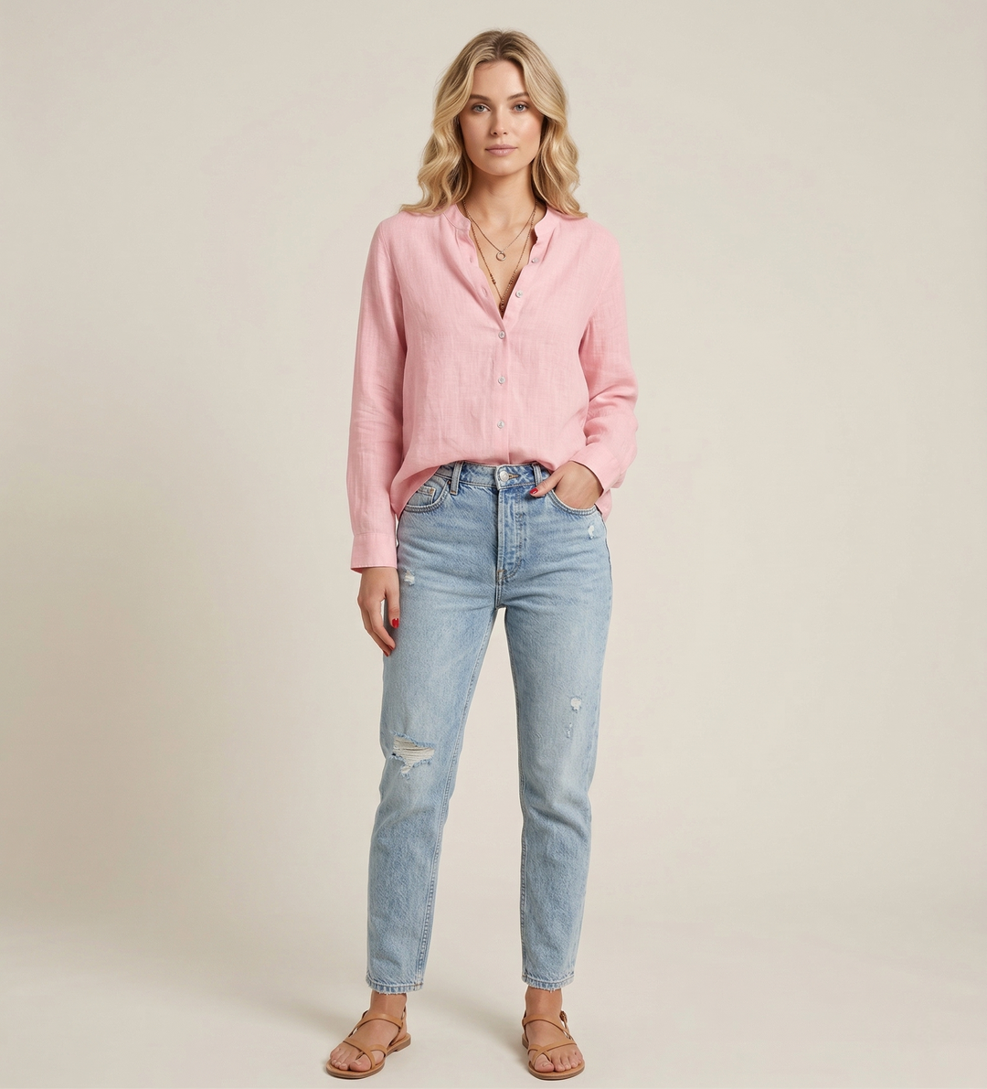 Women’s Linen Shirt - Long Sleeve Loose Fit