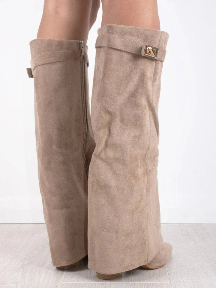 Suede Boots Women - Gold Hardware Smart Casual