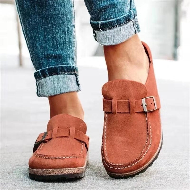 Orthopedic Clog Mule - Suede Buckle Cork Footbed