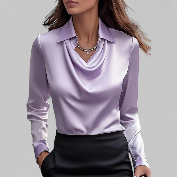 Women's Satin Blouse - Cowl Neck