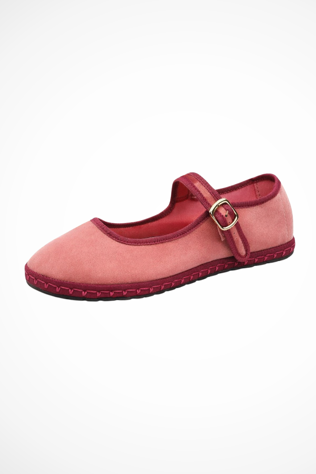 Velvet Mary Jane Ballet Flats - Buckle Strap Round Toe