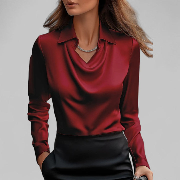 Women's Satin Blouse - Cowl Neck