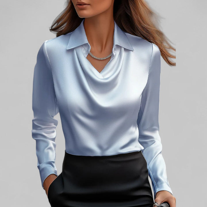 Women's Satin Blouse - Cowl Neck