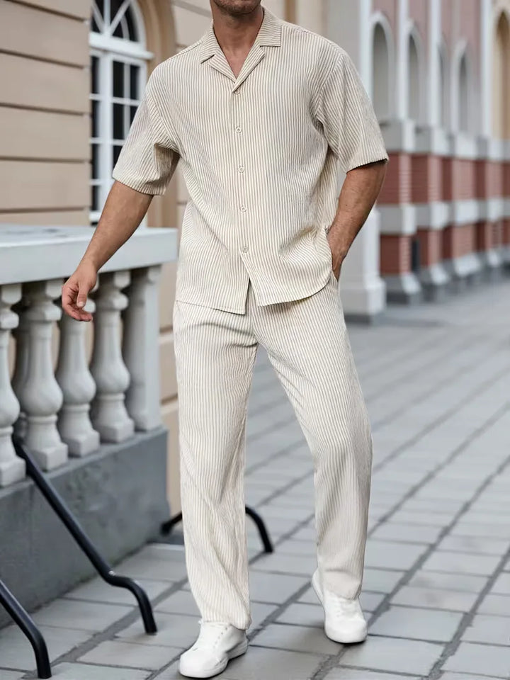 Men's Textured Shirt Trouser Co-ord Set - Two Piece Summer