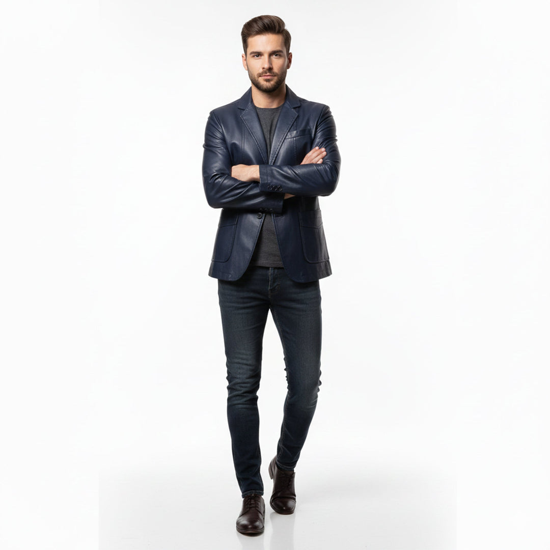 Men’s Leather Long Coat – Relaxed Modern Cut
