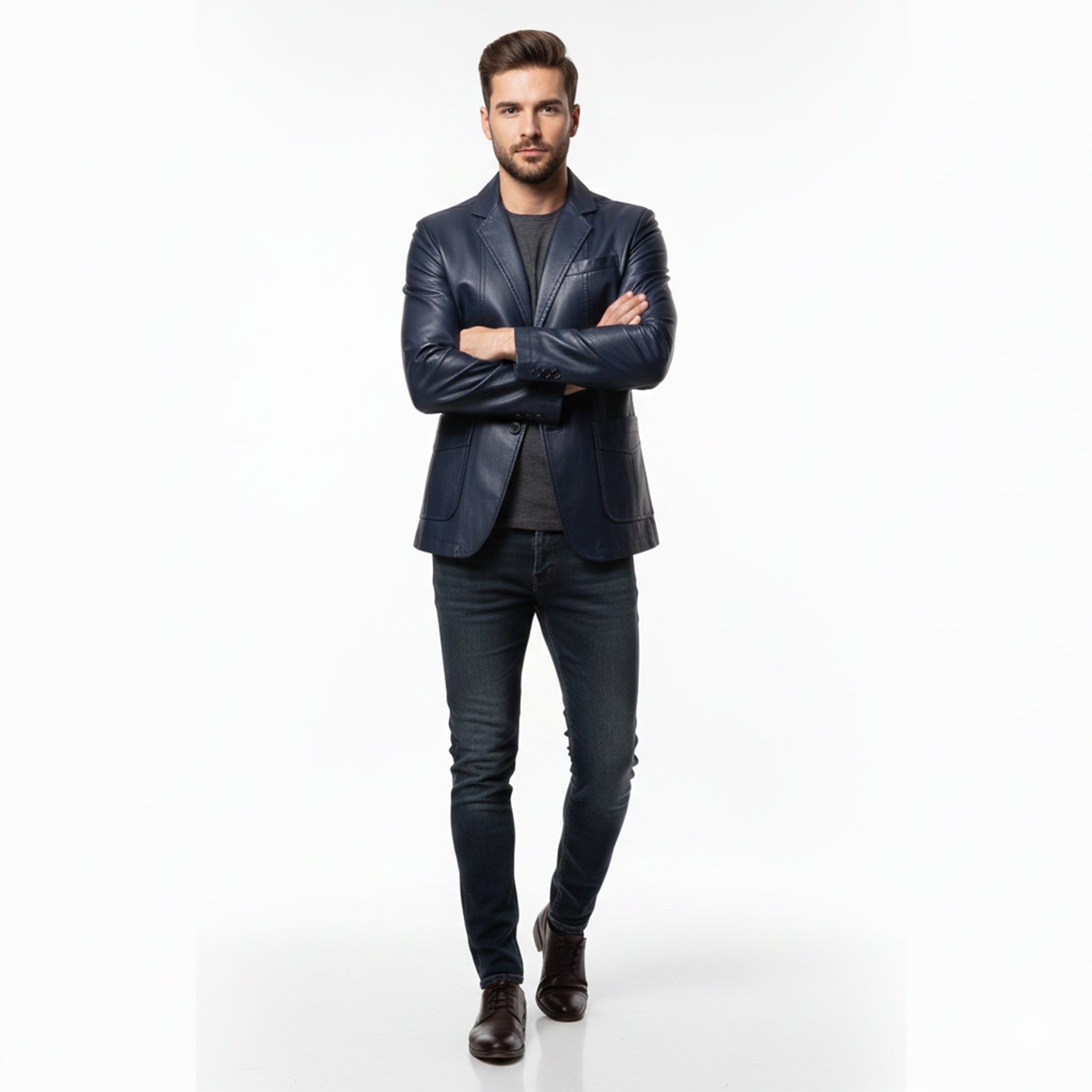 Men’s Leather Long Coat – Relaxed Modern Cut