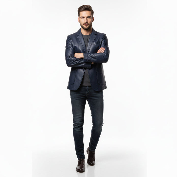 Men’s Leather Long Coat – Relaxed Modern Cut