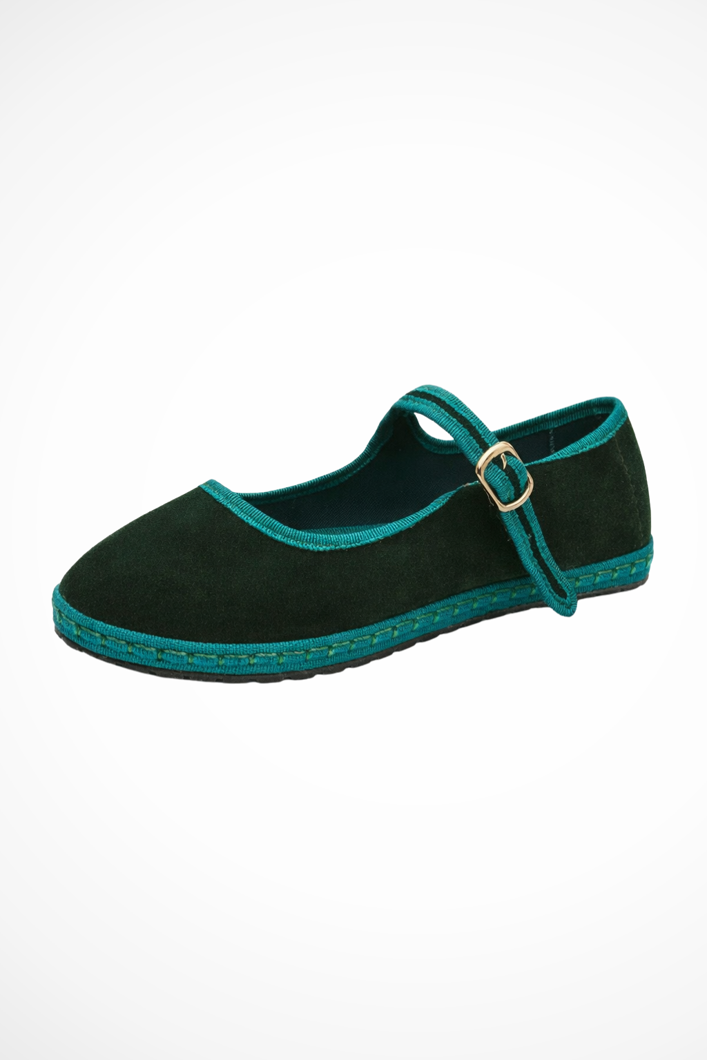 Velvet Mary Jane Ballet Flats - Buckle Strap Round Toe