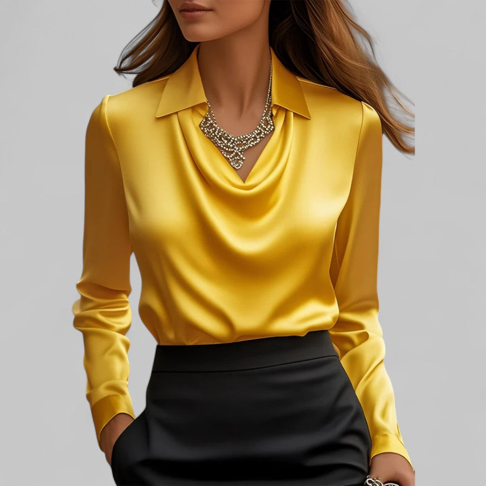 Women's Satin Blouse - Cowl Neck