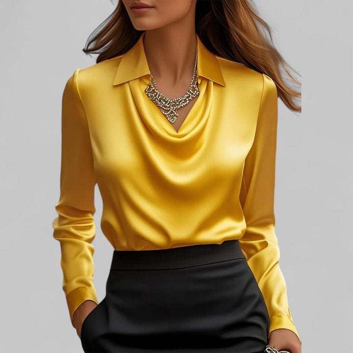 Women's Satin Blouse - Cowl Neck