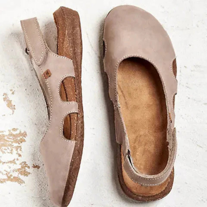 Orthopedic Suede Closed Toe Sandal - Slingback Buckle Cork