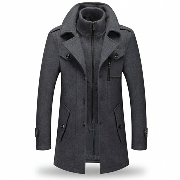 Men’s Long Wool-Blend Coat – Classic Fit