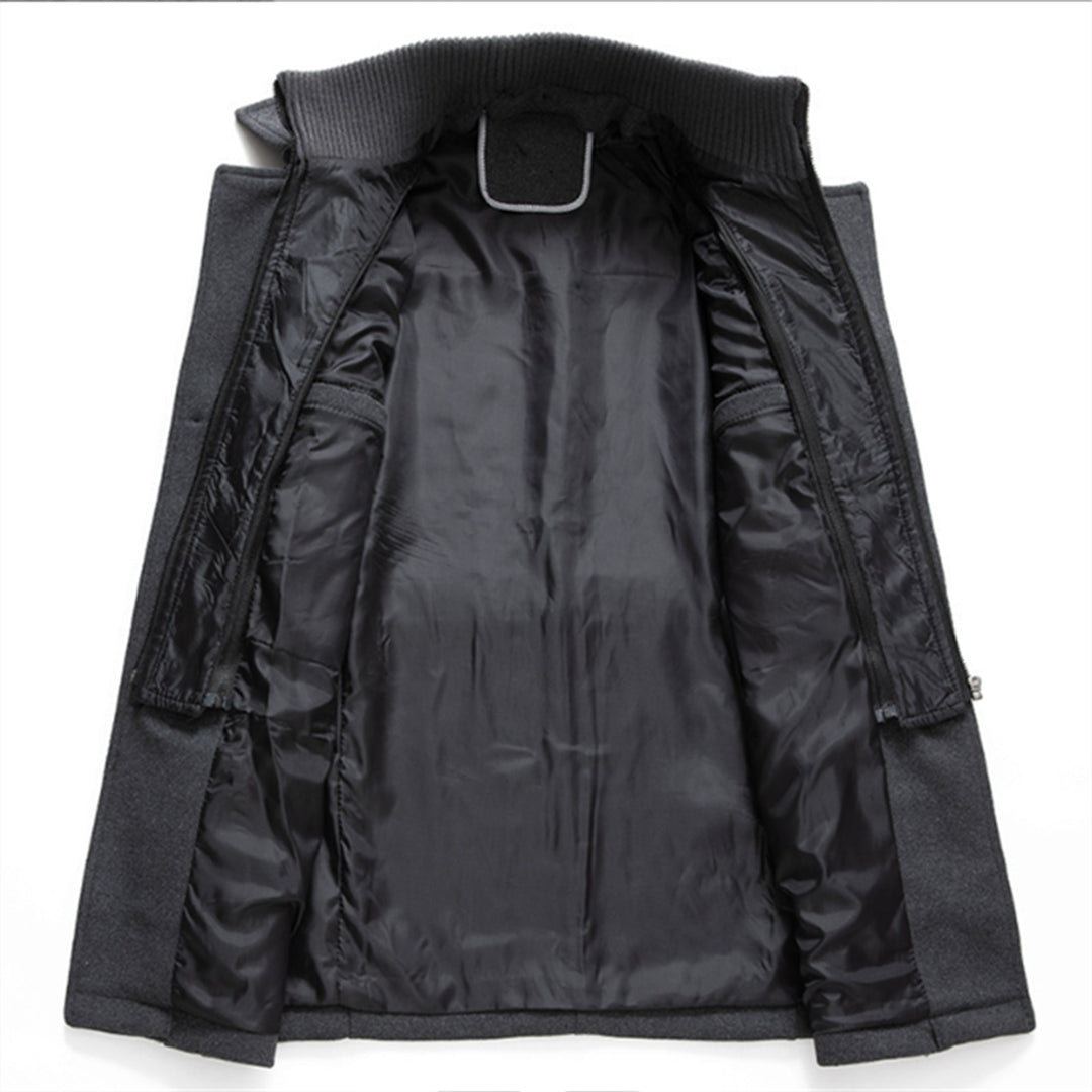 Men’s Long Wool-Blend Coat – Classic Fit