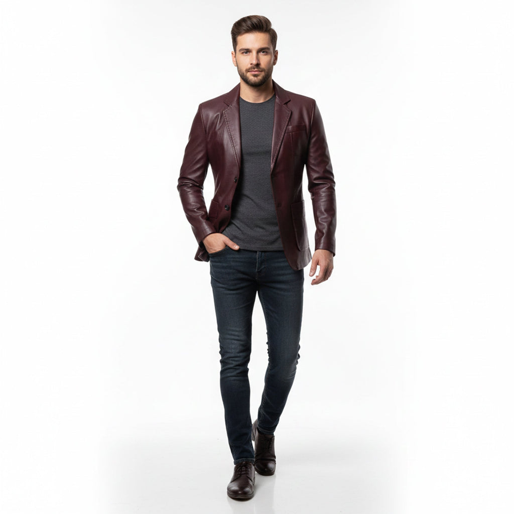 Men’s Leather Long Coat – Relaxed Modern Cut